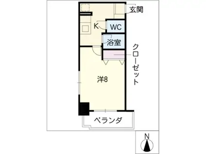 ディアコートA(1K/5階)の間取り写真