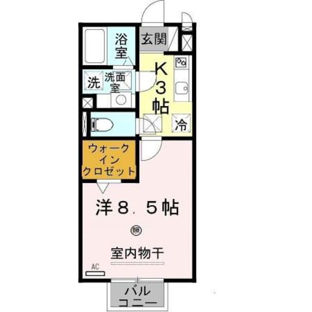 コンフィアンスA棟(1K/1階)の間取り写真