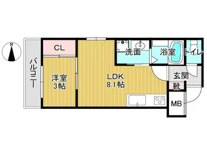 アドバンスコート四条堀川(1LDK/2階)の間取り写真