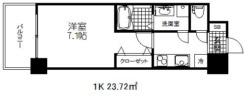 アドバンス三宮シュロス(1K/6階)の間取り写真