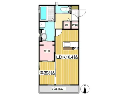 ルピナ上田駅前(1LDK/3階)の間取り写真