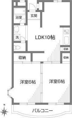 ファルム烏山(2DK/4階)の間取り写真