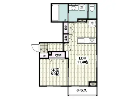 雪ノ下1丁目メゾン(1LDK/1階)の間取り写真