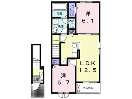 エル・ブランシュ A(2LDK/2階)の間取り写真