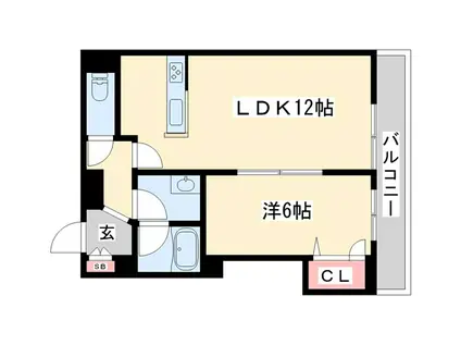 メゾン・ニューいろは(1LDK/4階)の間取り写真