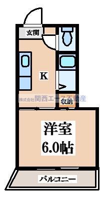 ファースト瓢箪山(1K/2階)の間取り写真