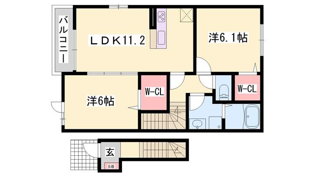 ジュネス青山(2LDK/2階)の間取り写真