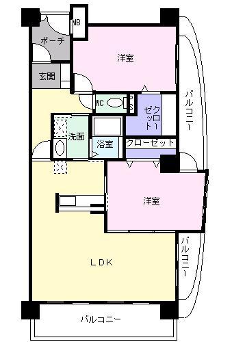 ヴィラアルビレオ(2LDK/1階)の間取り写真