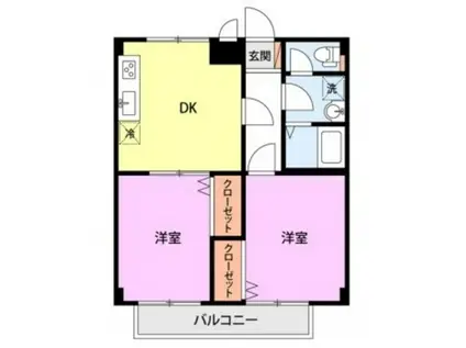 ハイツ中川(2DK/3階)の間取り写真