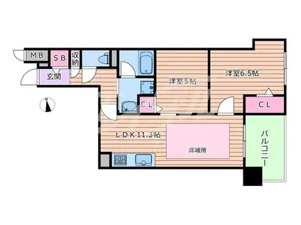 IBC RESIDENCE ウエスト(2LDK/8階)の間取り写真