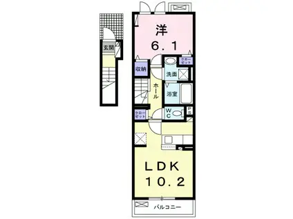 KRANFROH坂本(1LDK/2階)の間取り写真