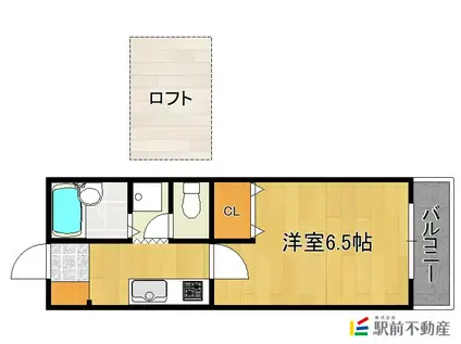 ルート若宮(1K/2階)の間取り写真