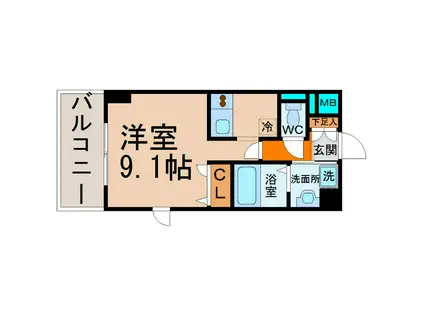 プレサンス金山グリーンパークス(1K/7階)の間取り写真