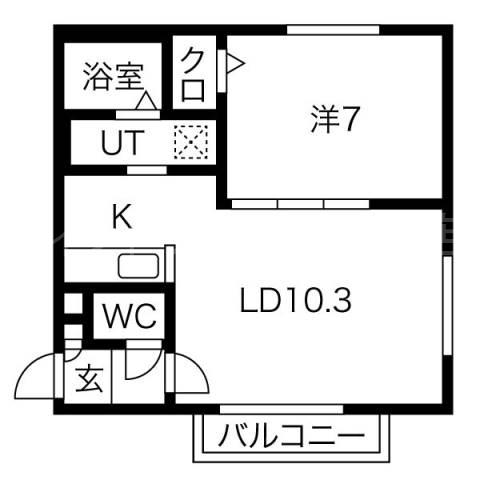 グランディオス月寒東(1LDK/2階)の間取り写真