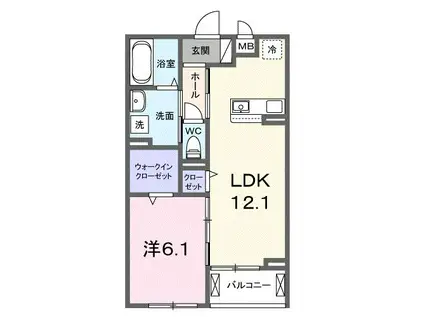 ベルフローラ(1LDK/2階)の間取り写真
