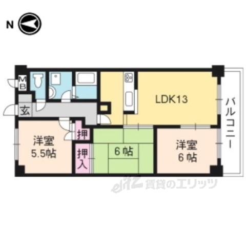 REQUIE上桂(3LDK/3階)の間取り写真