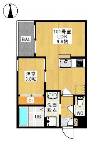 REGALEST 医大南(1LDK/1階)の間取り写真