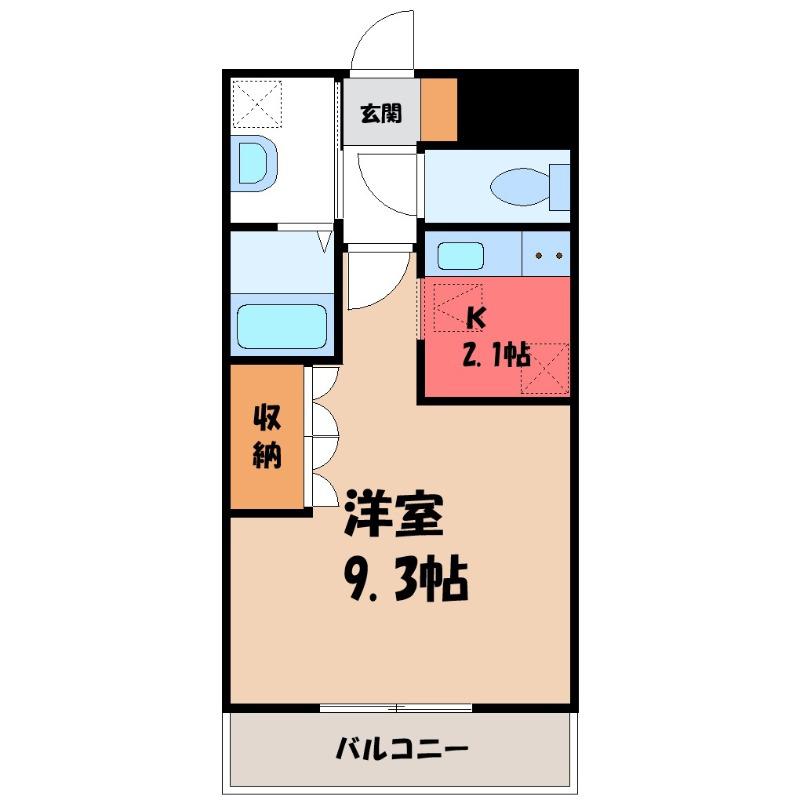 グレイスベル(1K/2階)の間取り写真