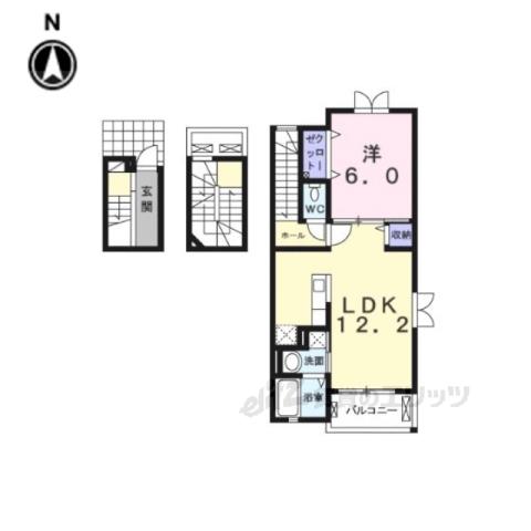 サウス昆陽(1LDK/3階)の間取り写真