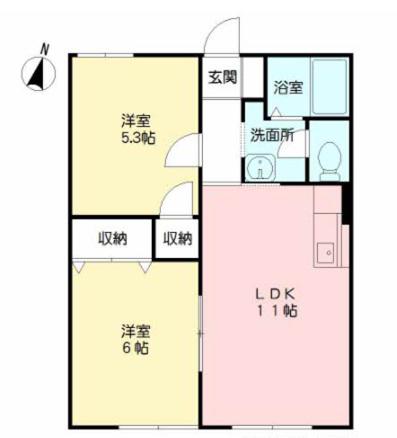 エスポアール上峰A(2LDK/1階)の間取り写真