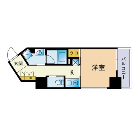THE天神シティ(1K/4階)の間取り写真