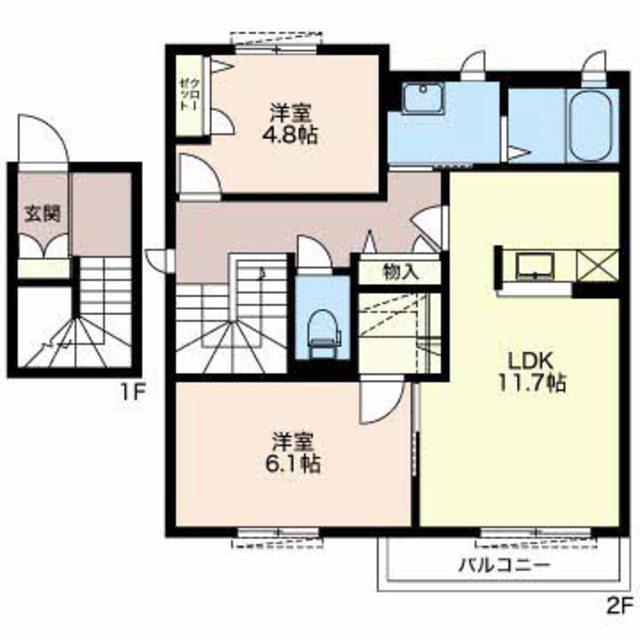 エスペランサ(2LDK/2階)の間取り写真