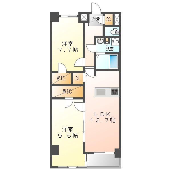 S-RESIDENCE神沢AFFORD(2LDK/5階)の間取り写真