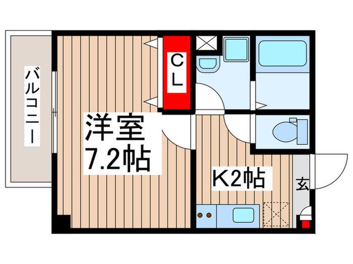 ジーメゾン所沢向陽町(1K/2階)の間取り写真