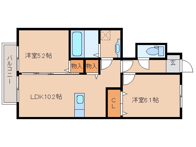 メゾンブランシェIII(2LDK/1階)の間取り写真