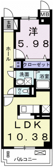 グランツ大町(1LDK/2階)の間取り写真