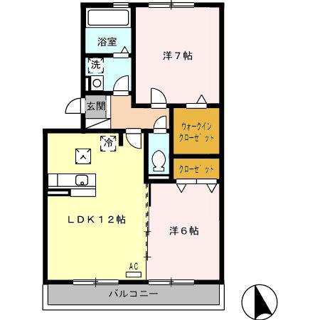 セジュール坪の内(2LDK/1階)の間取り写真