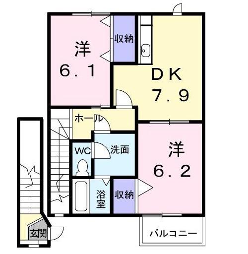 パークサイド99(2DK/2階)の間取り写真