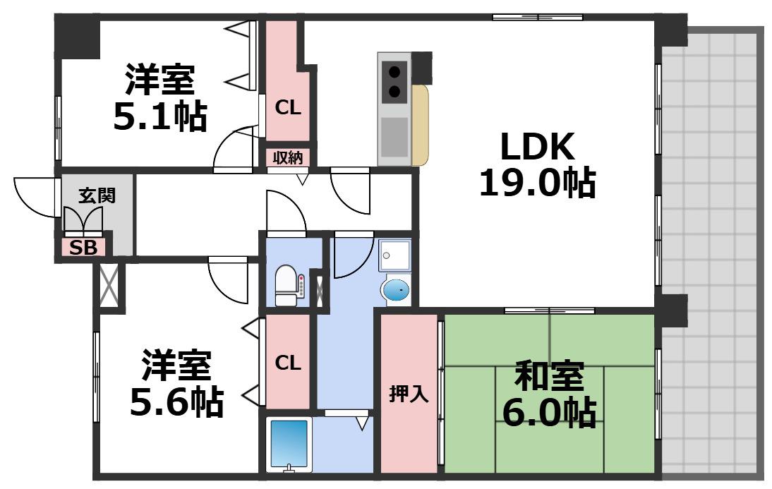 リッツプラザ城東(3LDK/11階)の間取り写真