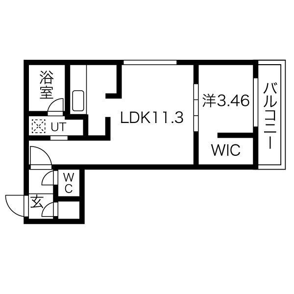 パーチェ円山裏参道(1LDK/3階)の間取り写真