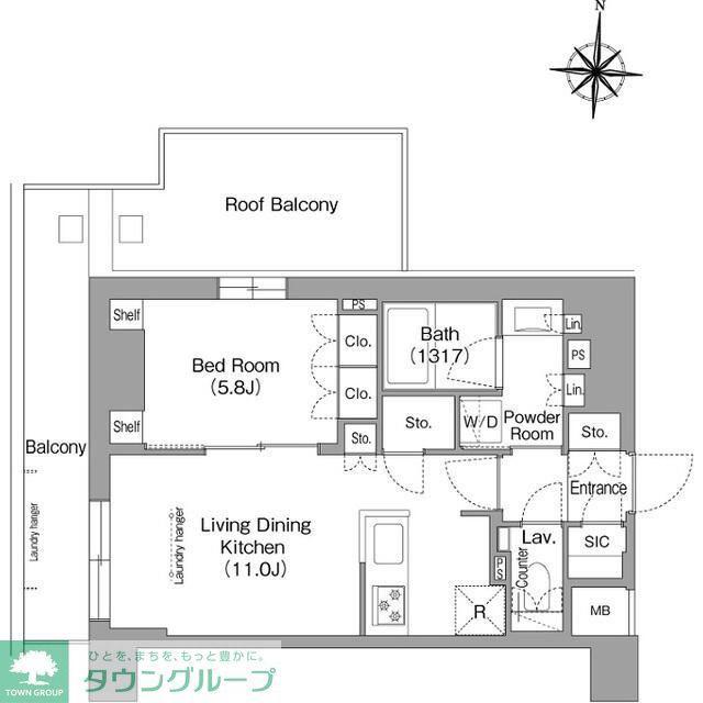 ウエリスアーバン住吉ウエスト(1LDK/10階)の間取り写真