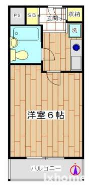 水尾ハイム(1K/1階)の間取り写真
