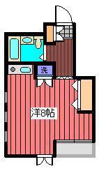 白稜ハイム(ワンルーム/2階)の間取り写真