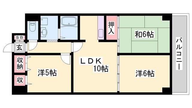 ベルコート加古川(3LDK/2階)の間取り写真