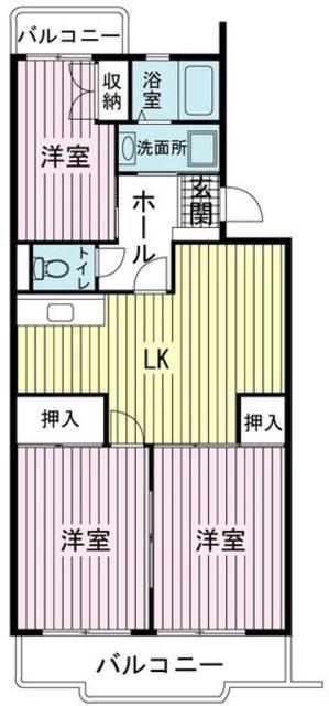 池之端ハイツ(3DK/3階)の間取り写真