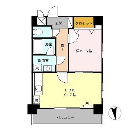 メゾンDEウノ(1LDK/4階)の間取り写真