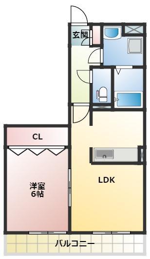 とくしげヒルII(1LDK/2階)の間取り写真