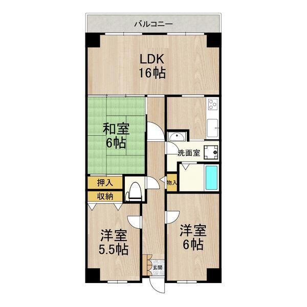PHOENIX COURT 交野I(3LDK/2階)の間取り写真