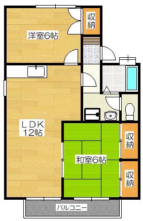 バイオレットハイツB(2LDK/2階)の間取り写真