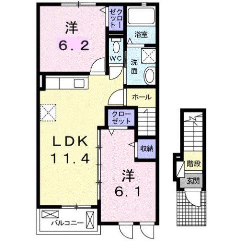 パール・マリン(2LDK/2階)の間取り写真