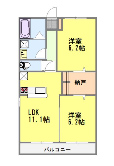ベルティルミナス(2LDK/2階)の間取り写真