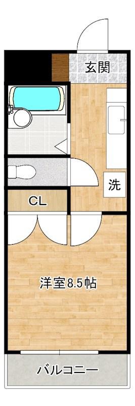 ウインズ浅香I(1K/3階)の間取り写真