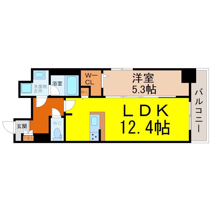 パークゲート栄白川(1LDK/8階)の間取り写真