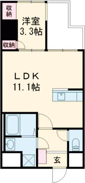 ショーンズ元町(1LDK/3階)の間取り写真