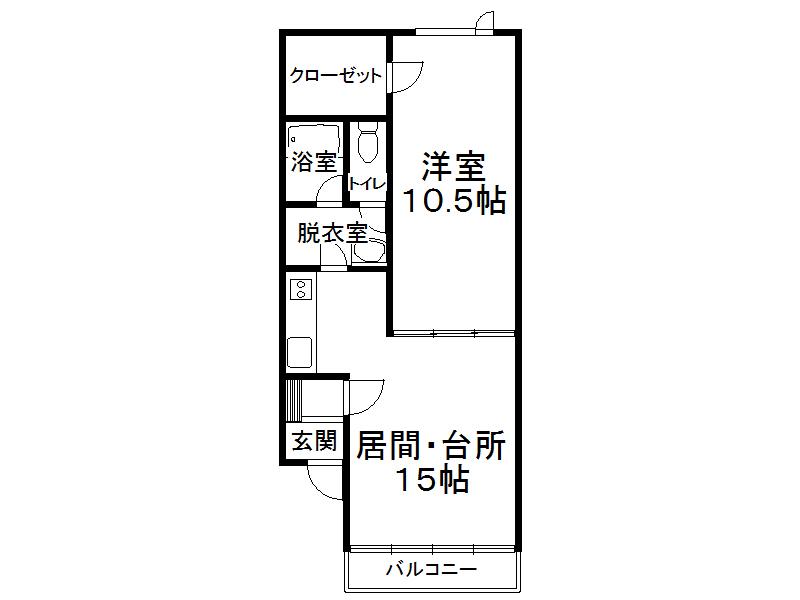 ハイツパークサイドII(1LDK/1階)の間取り写真
