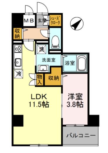 ラメゾンヴェルテ(1LDK/7階)の間取り写真